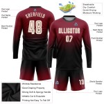Maglia da calcio personalizzata Crimson Cream-Black con stampa sublimatica a maniche lunghe e sfumata Maglia da calcio personalizzata Crimson Cream-Black con stampa sublimatica a maniche lunghe e sfumata