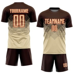 Maglia da calcio personalizzata con stampa a sublimazione marrone crema-arancione