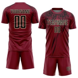 Maglia da calcio personalizzata Crimson Black-Crema con stampa a sublimazione