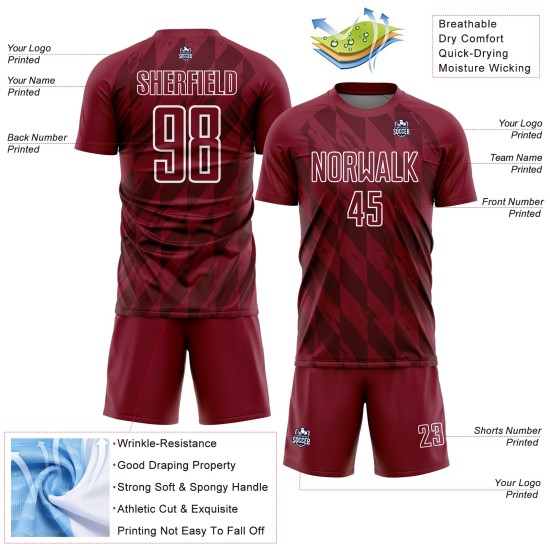 Maglia da calcio personalizzata Crimson White Geometric Shapes Sublimation