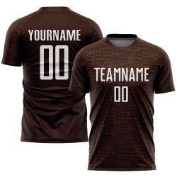 Maglia da calcio personalizzata marrone bianca con stampa a sublimazione