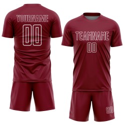 Maglia da calcio personalizzata con stampa a sublimazione di forme geometriche bianche e cremisi